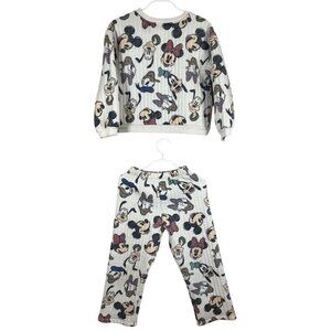 Disney Lounge Set Kid 6 Tan Quilted Minnie Mickey Preppy Neutral Chic